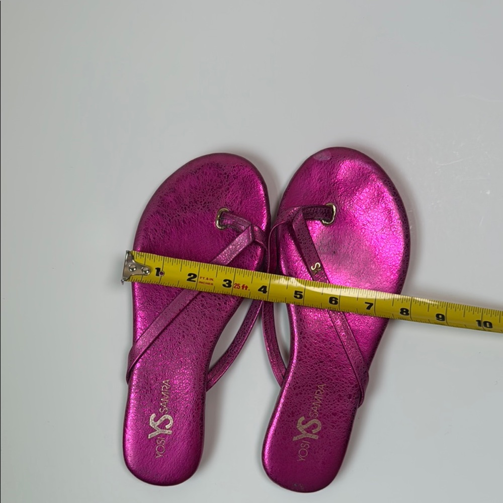 YOSI SAMRA Women's Fuchsia Pink Metallic‎ Rivington Sandals Size 8 - Picture 10 of 11
